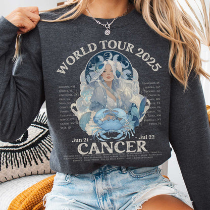 Sweatshirt Dark Heather / S Cancer Concert Sweatshirt - Zodiac World Tour 2025 Sweatshirt The Mystic Eden