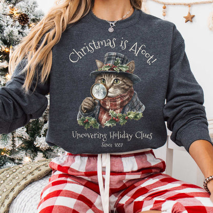 Sweatshirt Dark Heather / S Christmas is Afoot! Sherlock Holmes Christmas Sweatshirt The Mystic Eden