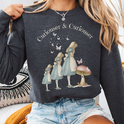 Sweatshirt Dark Heather / S Curiouser and Curiouser Alice Sweatshirt The Mystic Eden