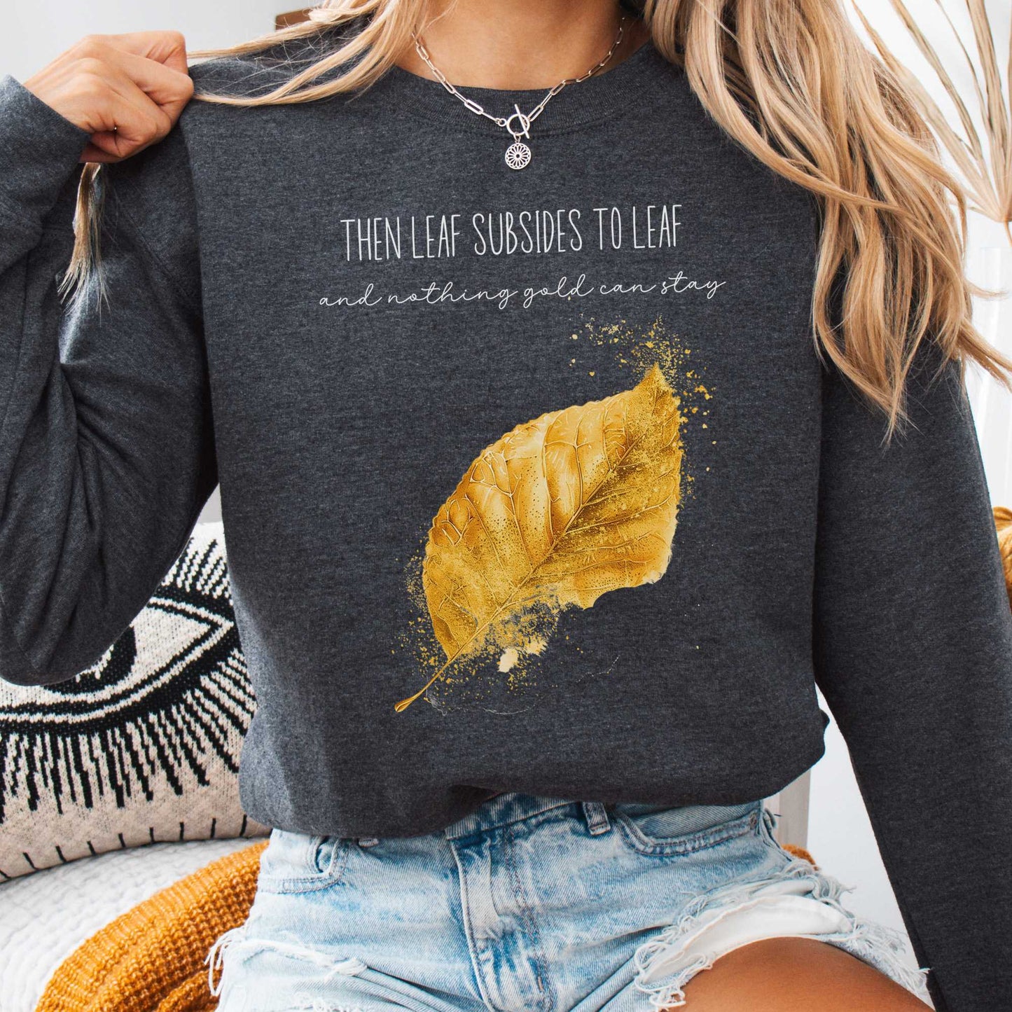 Sweatshirt Dark Heather / S Nothing Gold Can Stay Robert Frost Sweatshirt The Mystic Eden