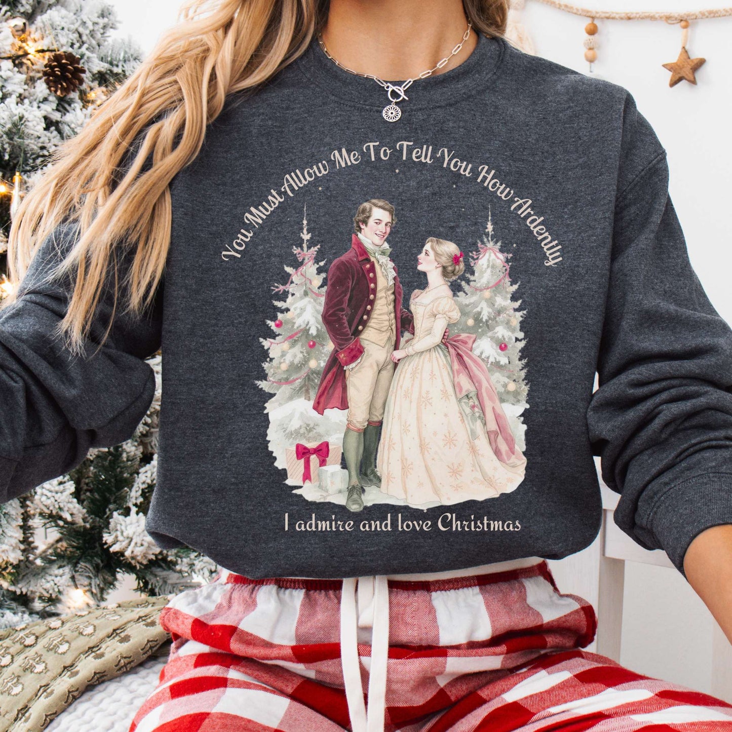 Sweatshirt Dark Heather / S Pride & Prejudice Christmas Sweatshirt The Mystic Eden