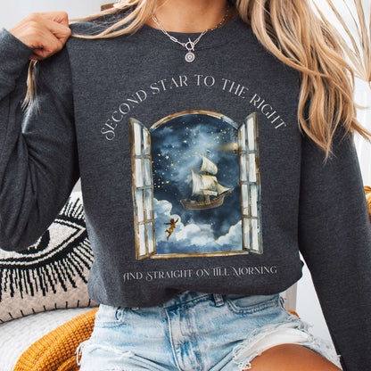 Sweatshirt Dark Heather / S Second Star to the Right Peter Pan Sweatshirt The Mystic Eden