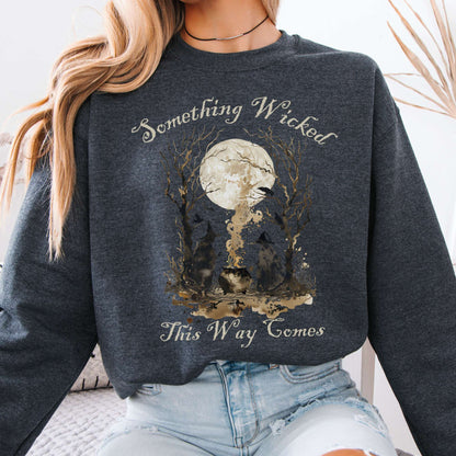 Sweatshirt Dark Heather / S Something Wicked This Way Comes, Shakespeare Macbeth Witches Sweatshirt The Mystic Eden
