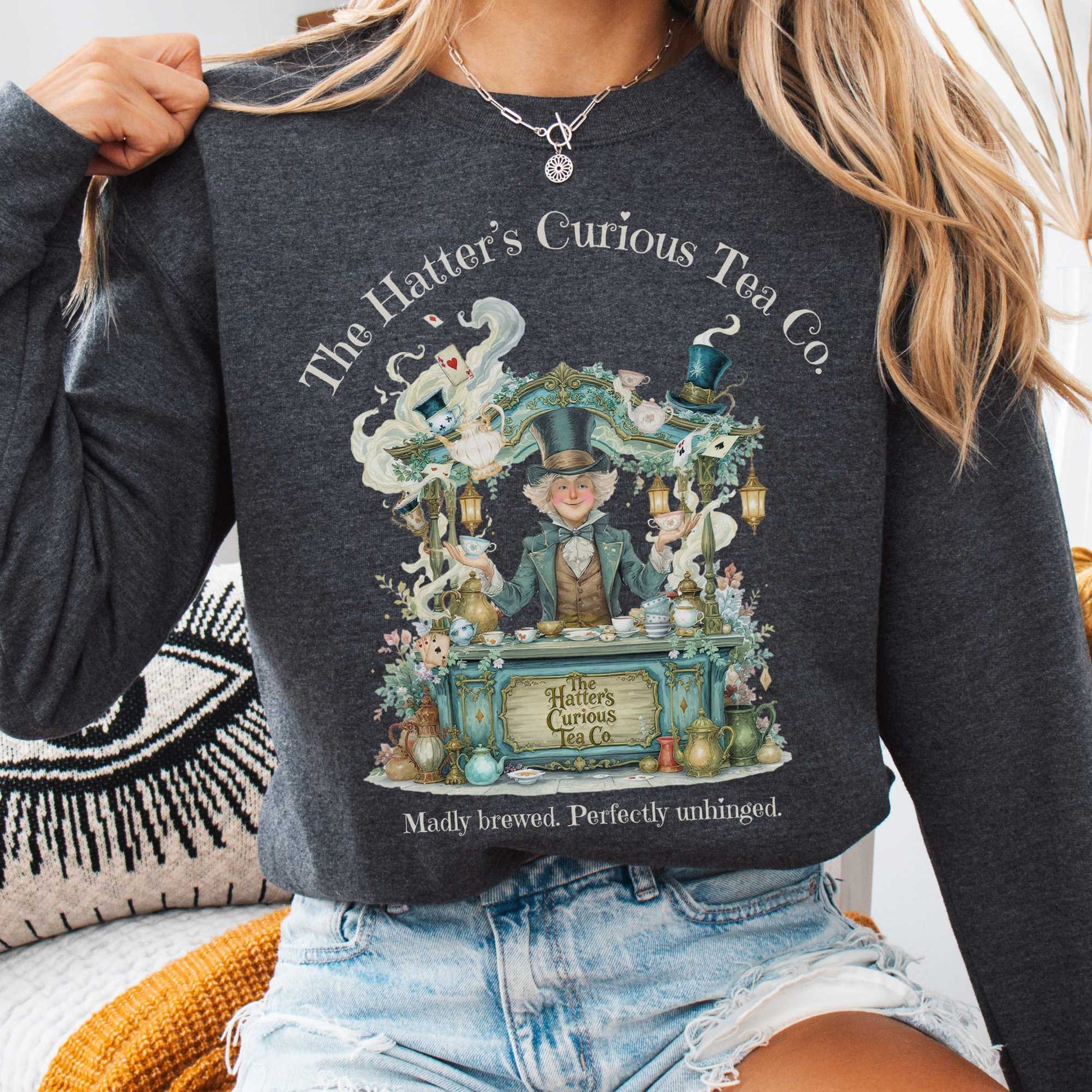 Sweatshirt Dark Heather / S The Hatters Curious Tea Co Sweatshirt The Mystic Eden