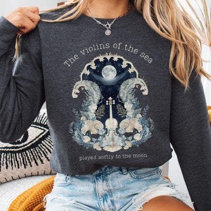 Sweatshirt Dark Heather / S The Violins of the Sea Played Softly to the Moon Sweatshirt The Mystic Eden