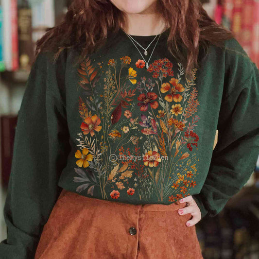 Sweatshirt Fall aesthetic cottagecore wildflower sweatshirt The Mystic Eden