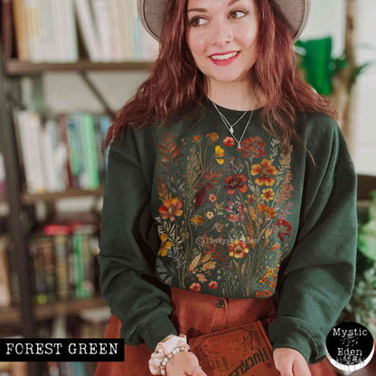 Sweatshirt Fall aesthetic cottagecore wildflower sweatshirt The Mystic Eden