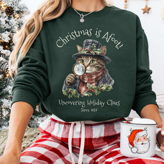 Sweatshirt Forest Green / S Christmas is Afoot! Sherlock Holmes Christmas Sweatshirt The Mystic Eden