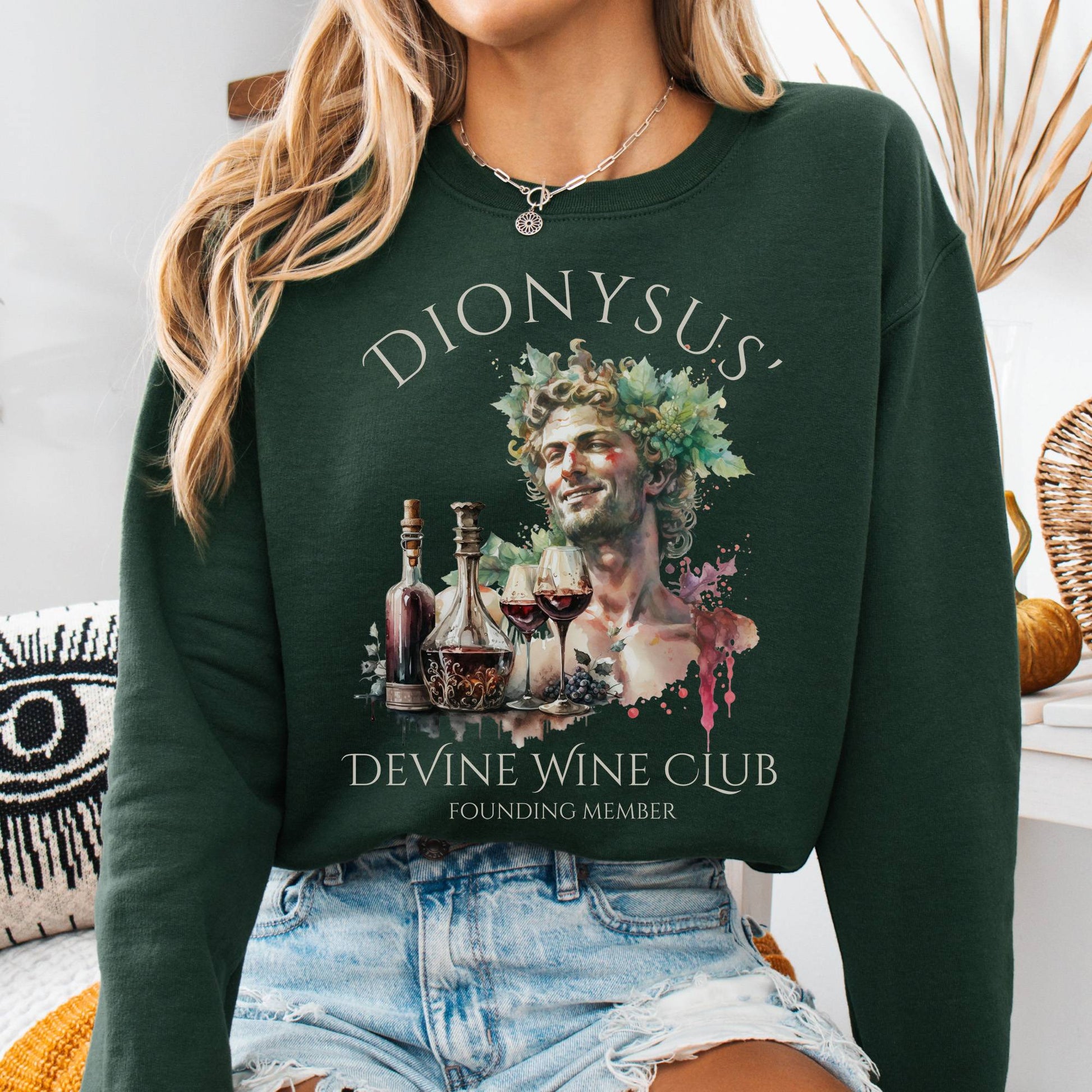 Sweatshirt Forest Green / S Dionysus' Divine Wine Club Mythology Sweatshirt The Mystic Eden