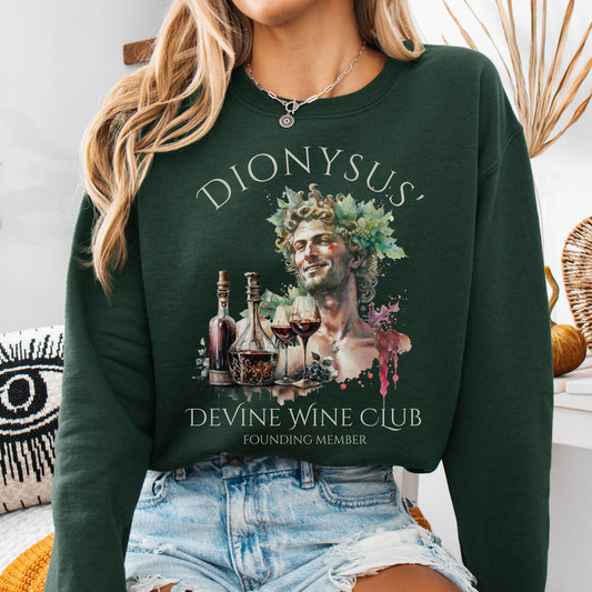 Sweatshirt Forest Green / S Dionysus' Divine Wine Club Mythology Sweatshirt The Mystic Eden