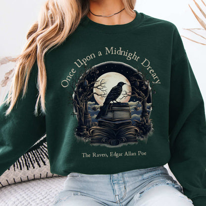 Sweatshirt Forest Green / S Edgar Allan Poe Sweatshirt - Once upon a midnight dreary The Mystic Eden
