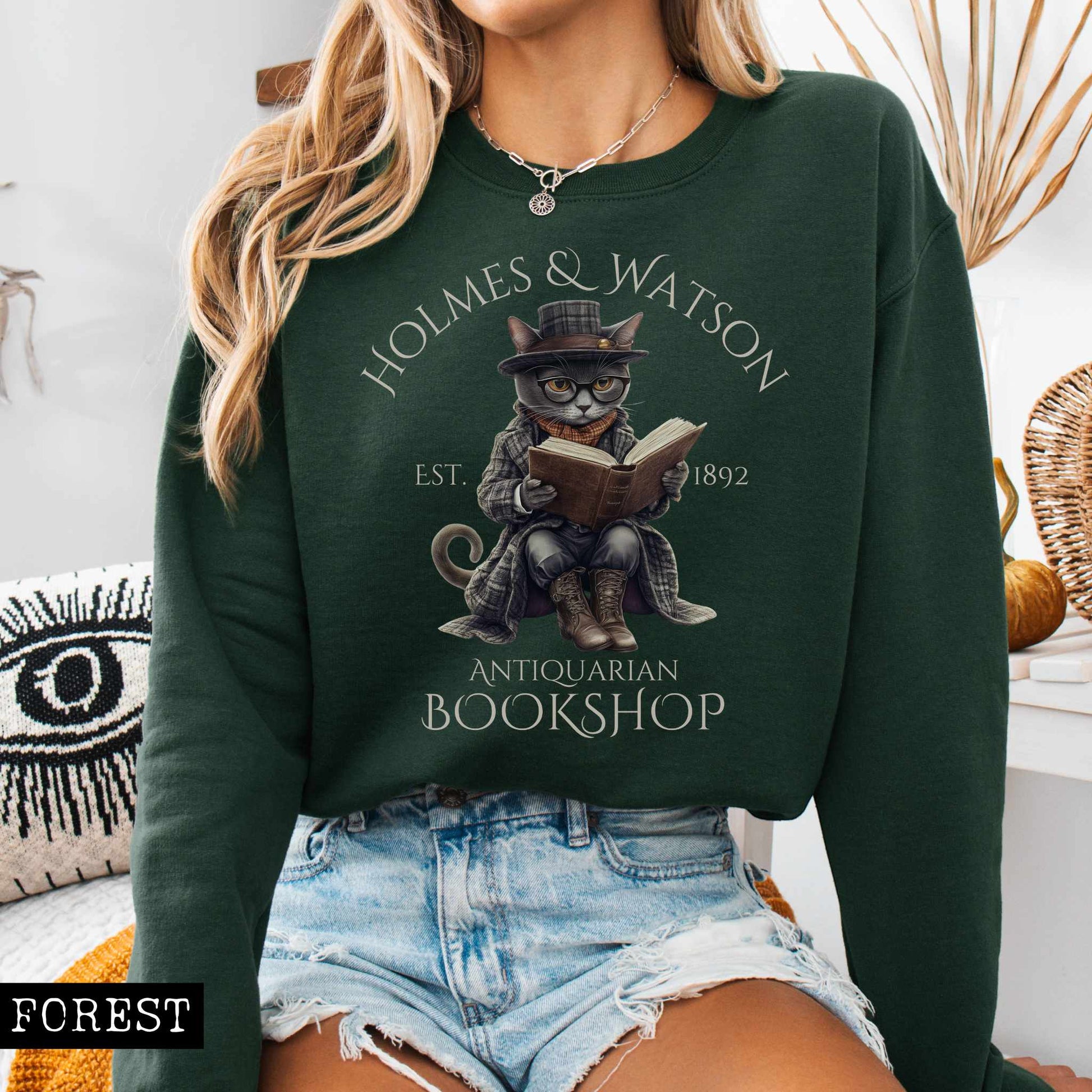 Sweatshirt Forest Green / S Holmes & Watson Antiquarian Bookshop - Sherlock Holmes Sweatshirt The Mystic Eden
