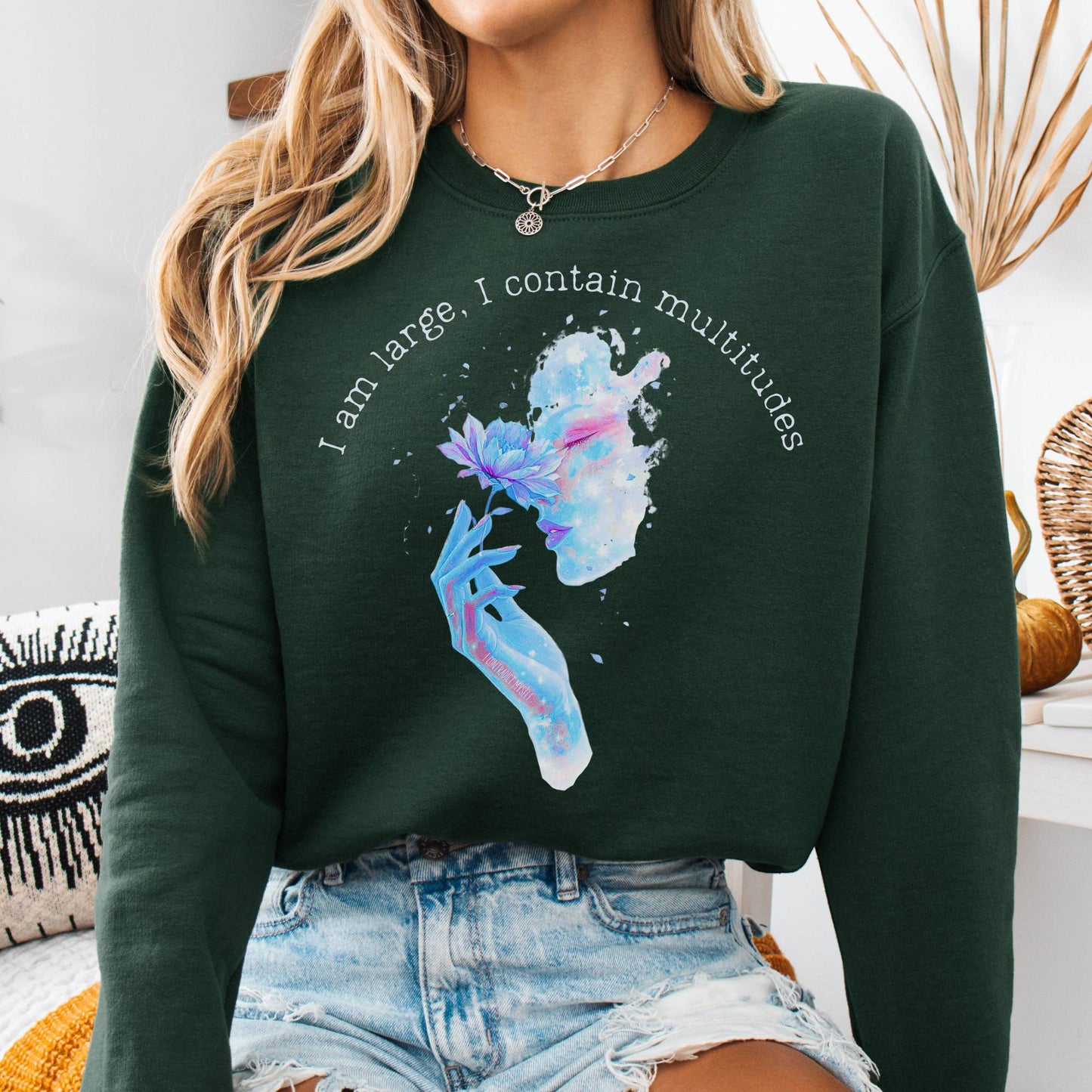 Sweatshirt Forest Green / S I Contain Multitudes Walt Whitman Sweatshirt The Mystic Eden