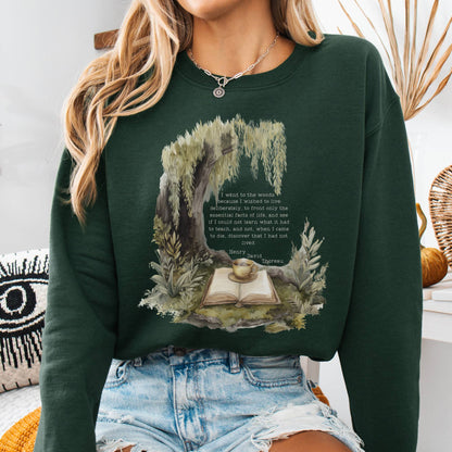 Sweatshirt Forest Green / S I Went to the Woods Henry David Thoreau Sweatshirt The Mystic Eden