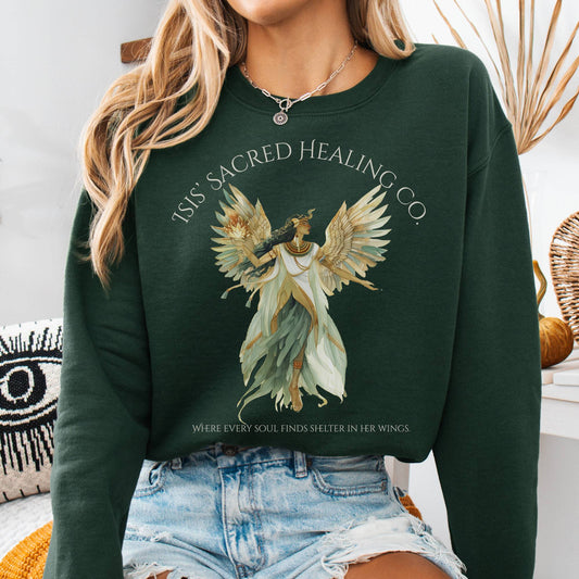 Sweatshirt Forest Green / S Isis' Sacred Healing Co Egyptian Mythology Sweatshirt The Mystic Eden