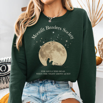 Sweatshirt Forest Green / S Moonlit Readers Society Sweatshirt The Mystic Eden