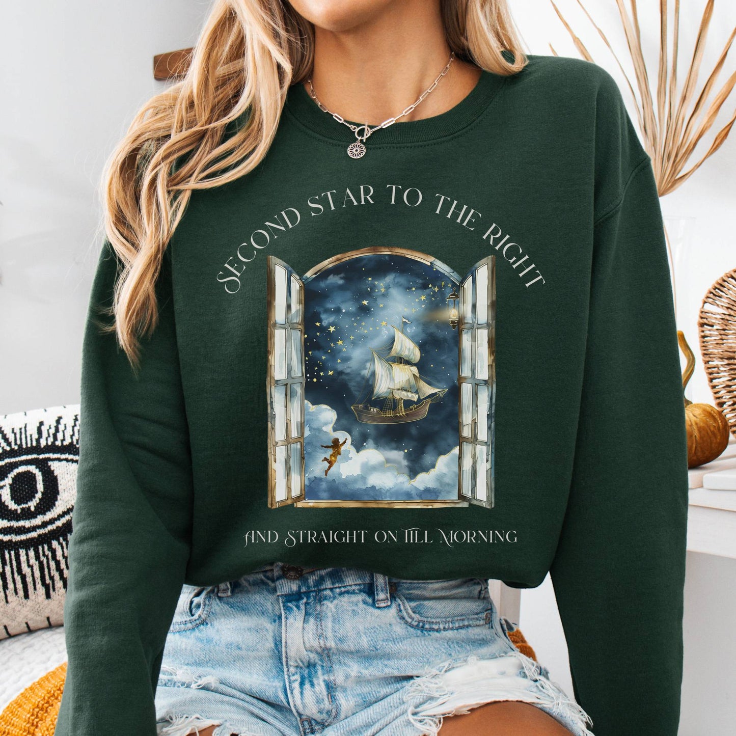 Sweatshirt Forest Green / S Second Star to the Right Peter Pan Sweatshirt The Mystic Eden