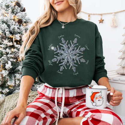 Sweatshirt Forest Green / S Snowflake Santa's Reindeer Christmas Sweatshirt The Mystic Eden