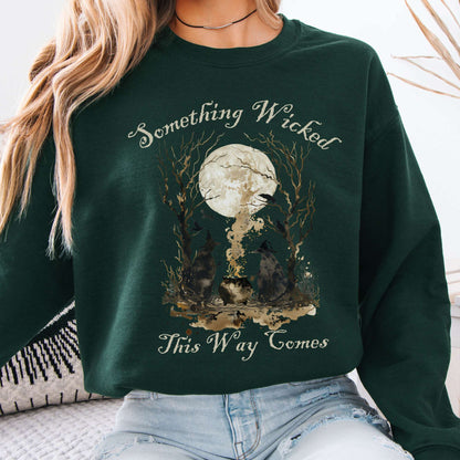 Sweatshirt Forest Green / S Something Wicked This Way Comes, Shakespeare Macbeth Witches Sweatshirt The Mystic Eden
