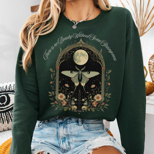 Sweatshirt Forest Green / S There is no Beauty Without Some Strangeness Poe Sweatshirt The Mystic Eden