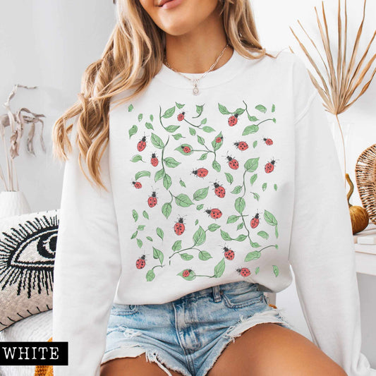 Sweatshirt Ladybug Leafy Cottagecore Sweatshirt The Mystic Eden