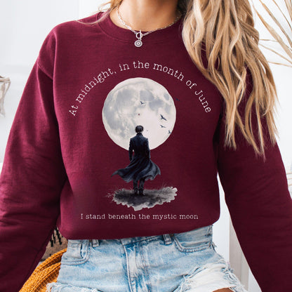 Sweatshirt Maroon / S Beneath the Mystic Moon Edgar Allan Poe Sweatshirt The Mystic Eden