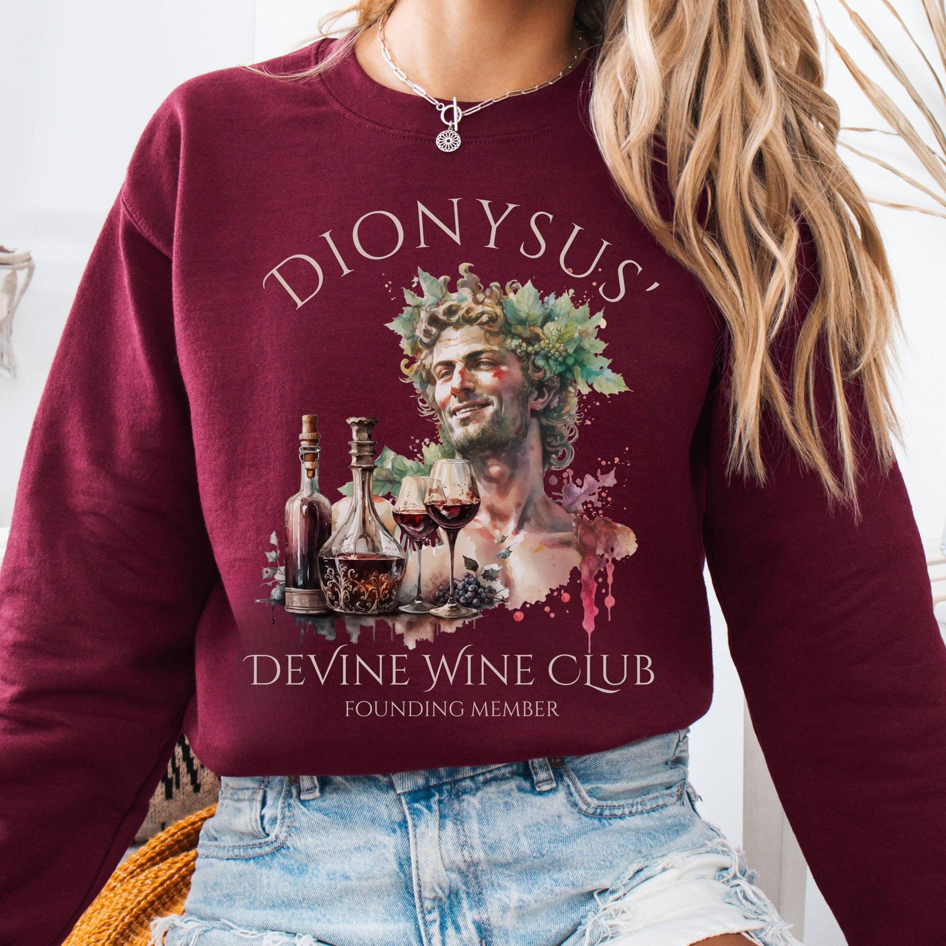 Sweatshirt Maroon / S Dionysus' Divine Wine Club Mythology Sweatshirt The Mystic Eden