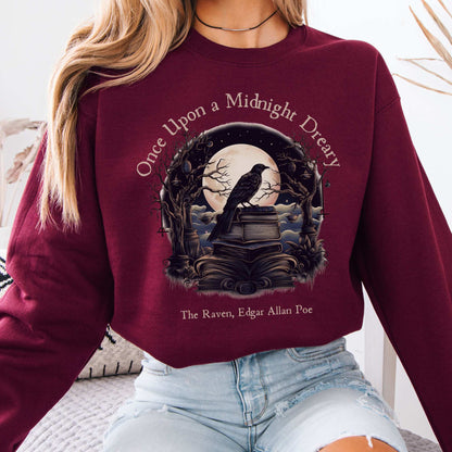 Sweatshirt Maroon / S Edgar Allan Poe Sweatshirt - Once upon a midnight dreary The Mystic Eden