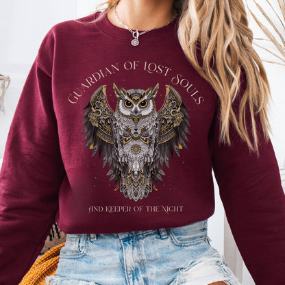 Sweatshirt Maroon / S Guardian of Lost Souls Mythic Owl Sweatshirt The Mystic Eden
