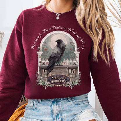 Sweatshirt Maroon / S Nevermore Apothecary Edgar Allan Poe Sweatshirt The Mystic Eden