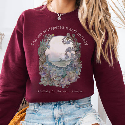 Sweatshirt Maroon / S Sea's Lullaby for the Waiting Moon Poetry Sweatshirt The Mystic Eden