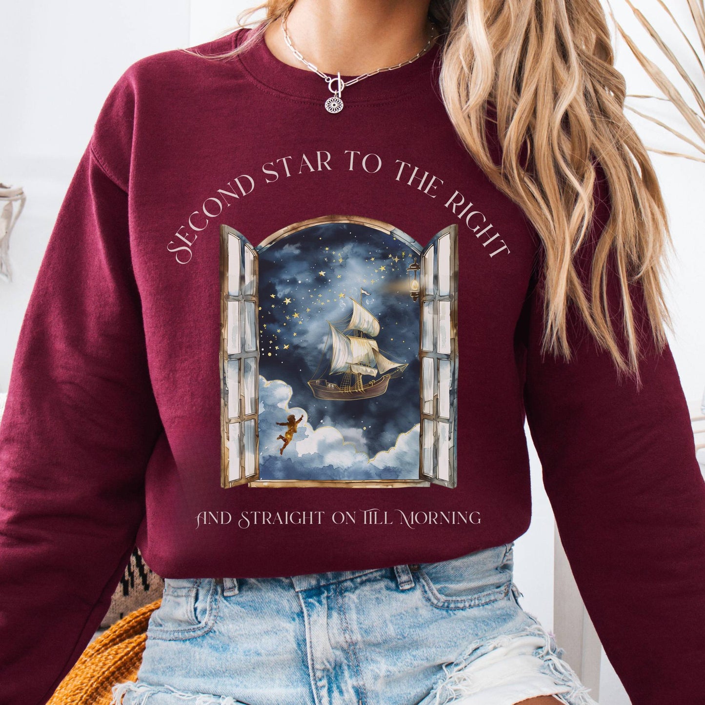 Sweatshirt Maroon / S Second Star to the Right Peter Pan Sweatshirt The Mystic Eden