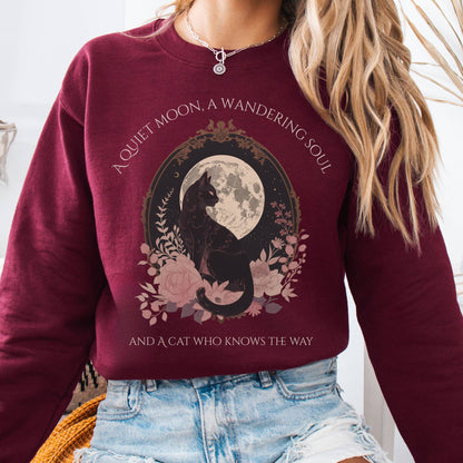 Sweatshirt Maroon / S The Cat Who Knows the Way Poetry Sweatshirt The Mystic Eden