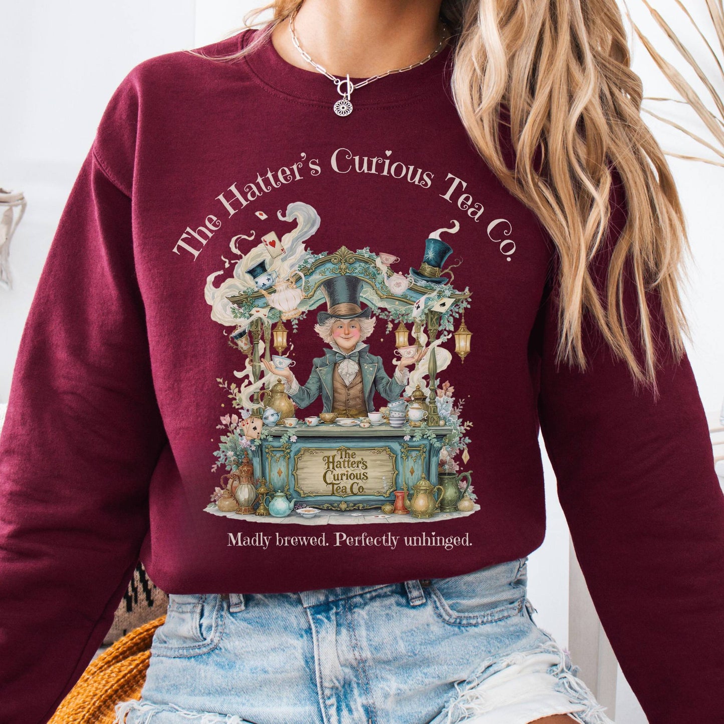Sweatshirt Maroon / S The Hatters Curious Tea Co Sweatshirt The Mystic Eden