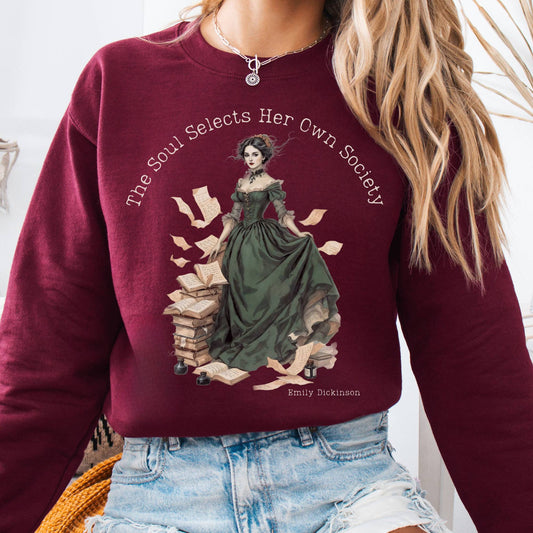 Sweatshirt Maroon / S The Soul Selects Her Own Society Emily Dickinson Sweatshirt The Mystic Eden
