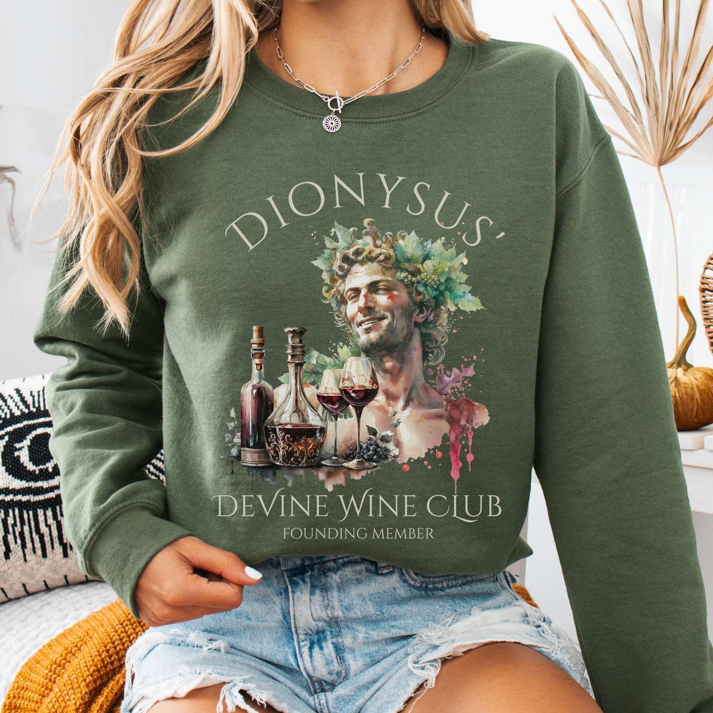 Sweatshirt Military Green / S Dionysus' Divine Wine Club Mythology Sweatshirt The Mystic Eden