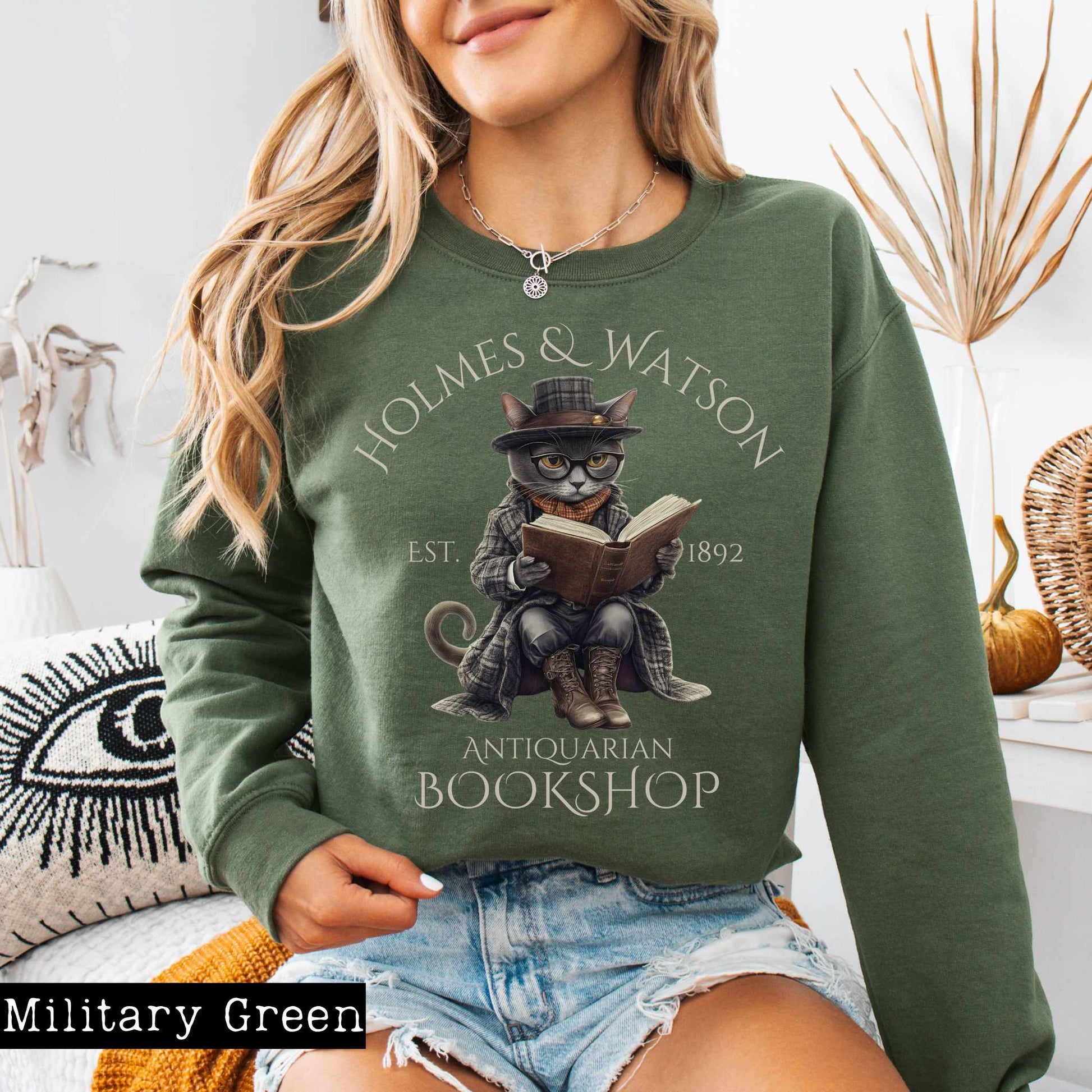 Sweatshirt Military Green / S Holmes & Watson Antiquarian Bookshop - Sherlock Holmes Sweatshirt The Mystic Eden