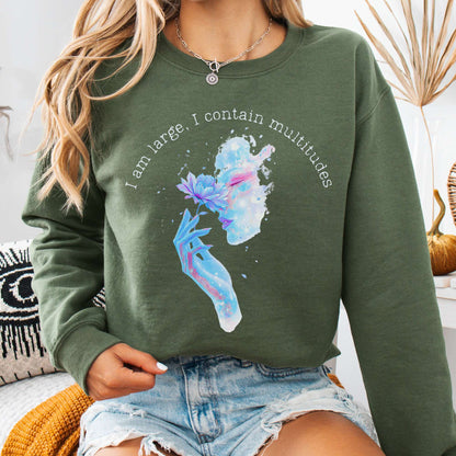 Sweatshirt Military Green / S I Contain Multitudes Walt Whitman Sweatshirt The Mystic Eden