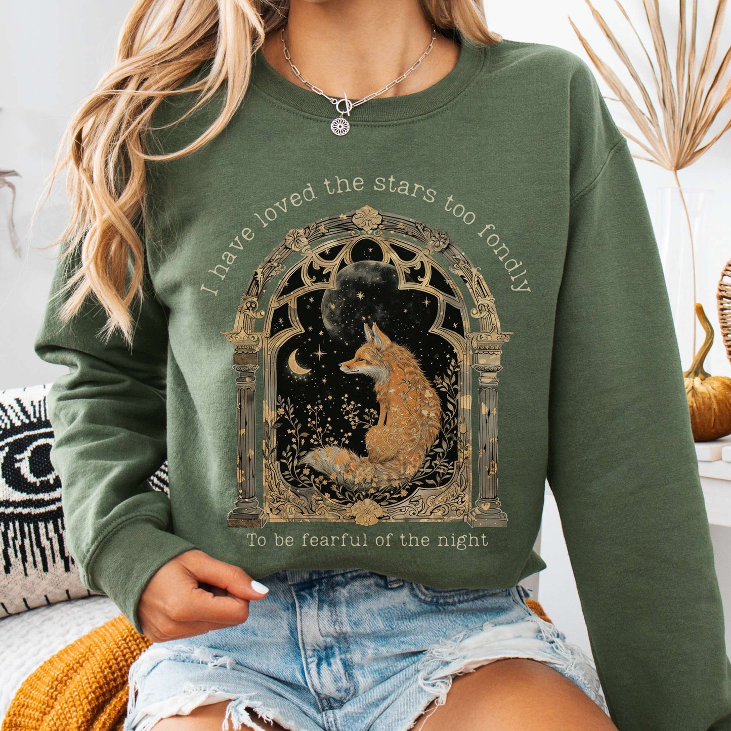 Sweatshirt Military Green / S I Have Loved the Stars Too Fondly Sarah Williams Sweatshirt The Mystic Eden