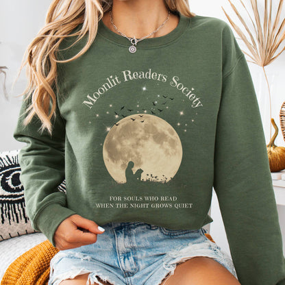 Sweatshirt Military Green / S Moonlit Readers Society Sweatshirt The Mystic Eden