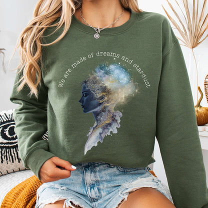Sweatshirt Military Green / S We Are Made of Dreams and Stardust Sweatshirt The Mystic Eden