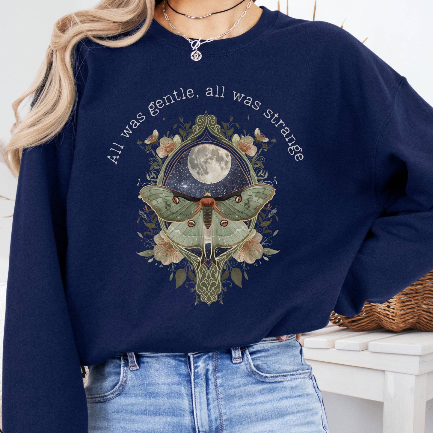 Sweatshirt Navy / S All Was Gentle All Was Strange Edgar Allan Poe Sweatshirt The Mystic Eden