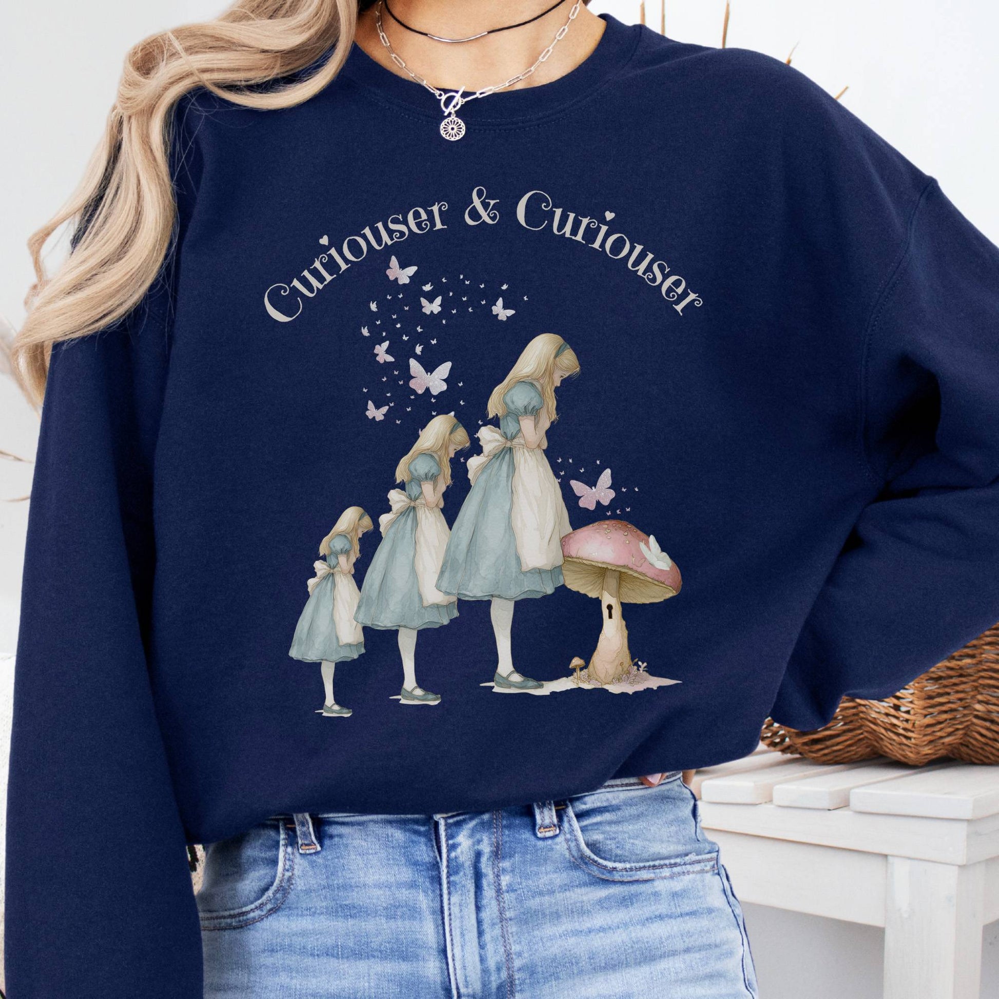 Sweatshirt Navy / S Curiouser and Curiouser Alice Sweatshirt The Mystic Eden