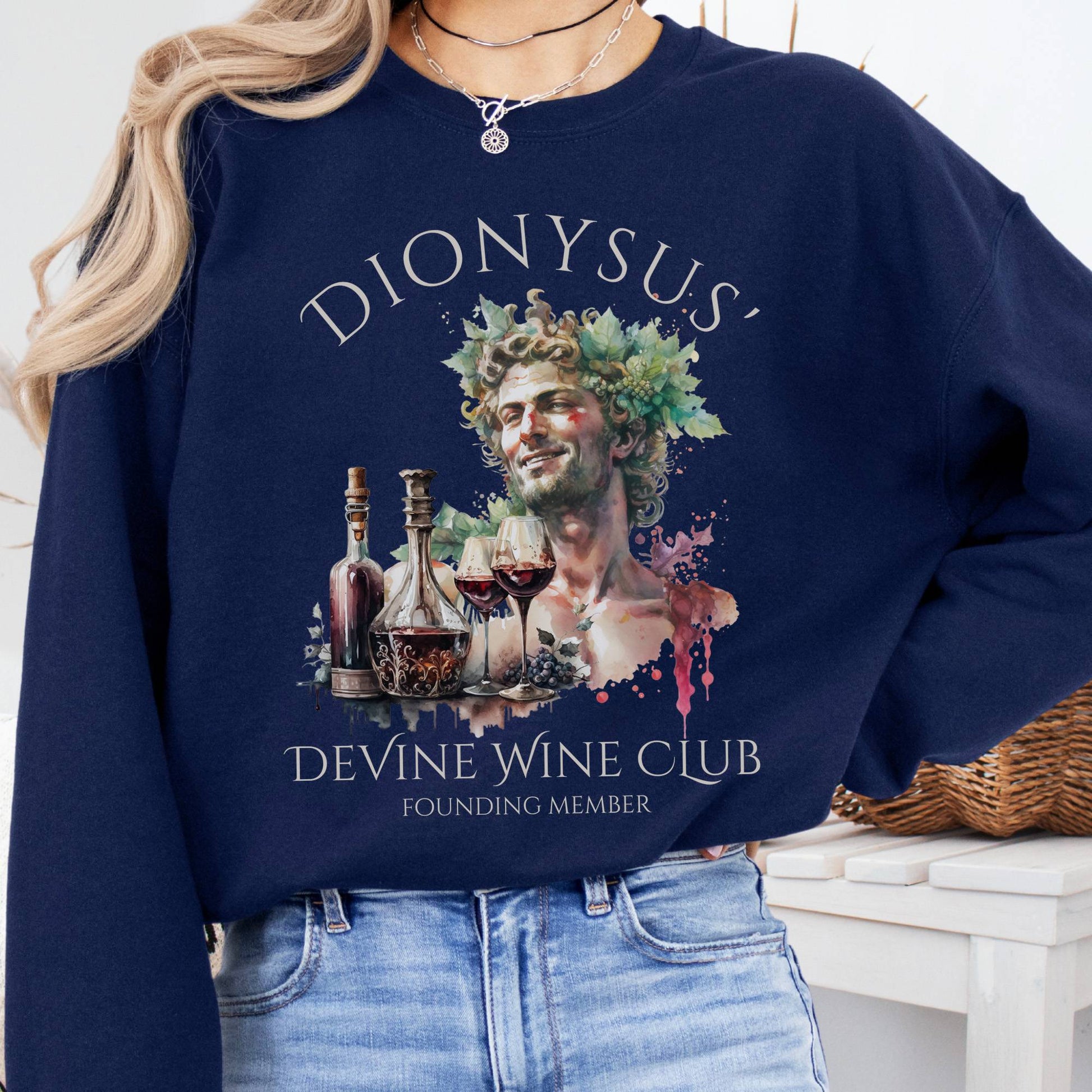 Sweatshirt Navy / S Dionysus' Divine Wine Club Mythology Sweatshirt The Mystic Eden