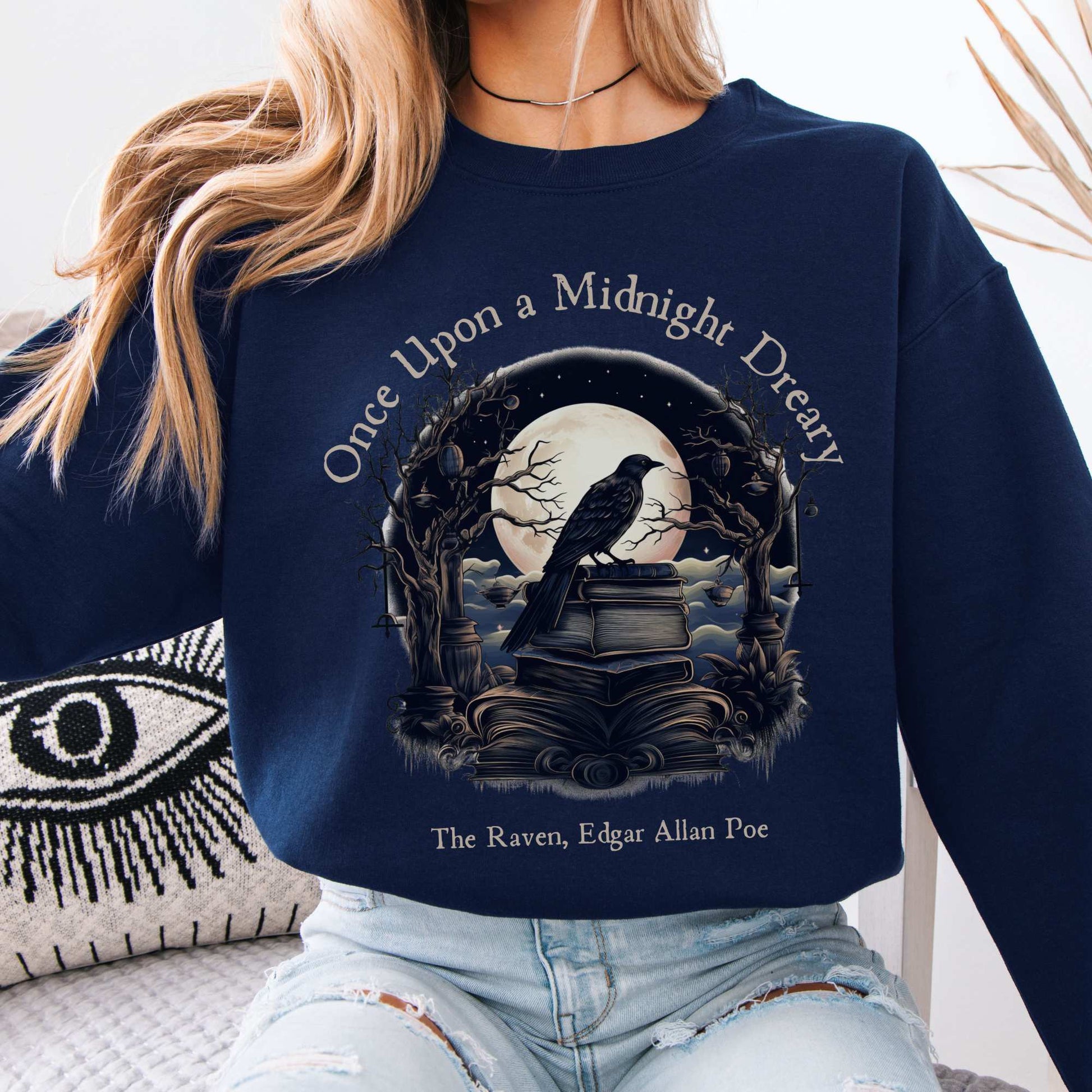 Sweatshirt Navy / S Edgar Allan Poe Sweatshirt - Once upon a midnight dreary The Mystic Eden