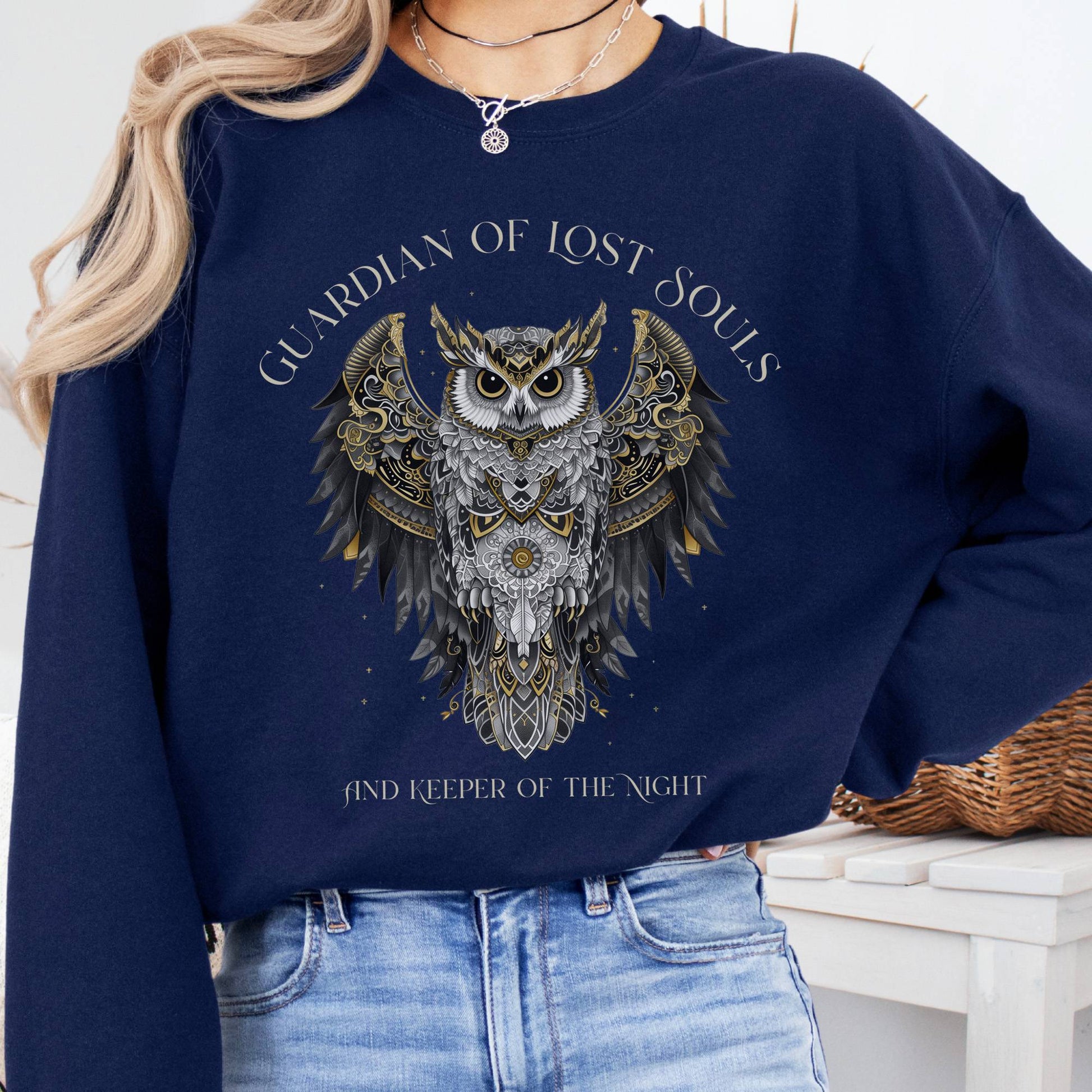 Sweatshirt Navy / S Guardian of Lost Souls Mythic Owl Sweatshirt The Mystic Eden