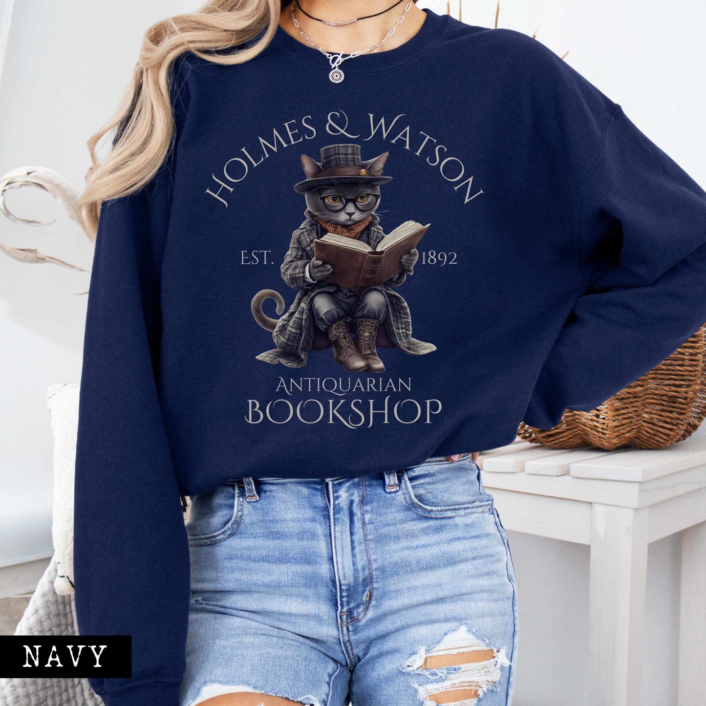 Sweatshirt Navy / S Holmes & Watson Antiquarian Bookshop - Sherlock Holmes Sweatshirt The Mystic Eden