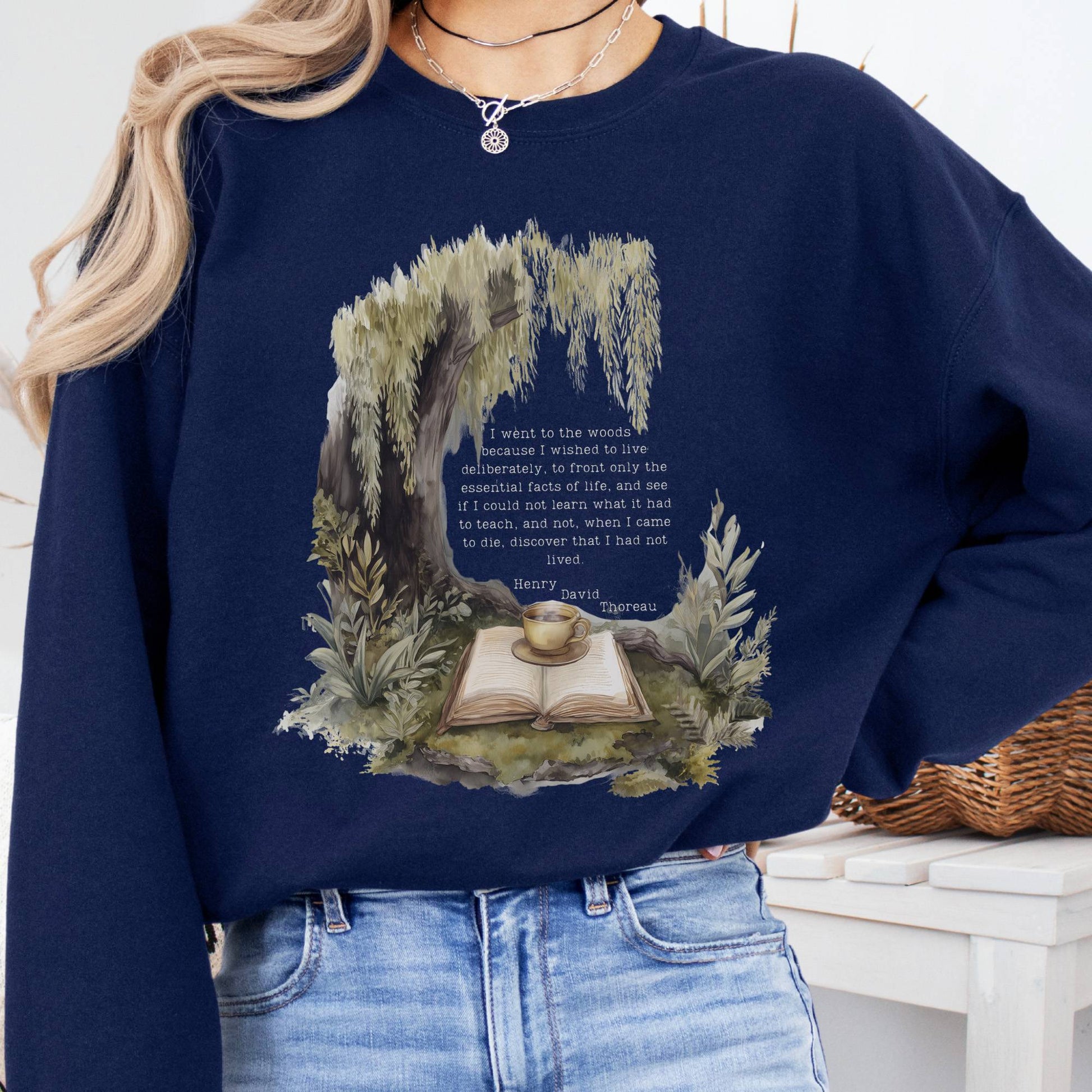 Sweatshirt Navy / S I Went to the Woods Henry David Thoreau Sweatshirt The Mystic Eden