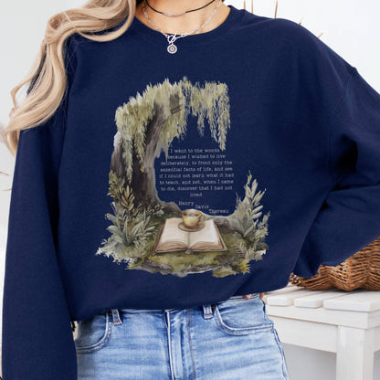 Sweatshirt Navy / S I Went to the Woods Henry David Thoreau Sweatshirt The Mystic Eden