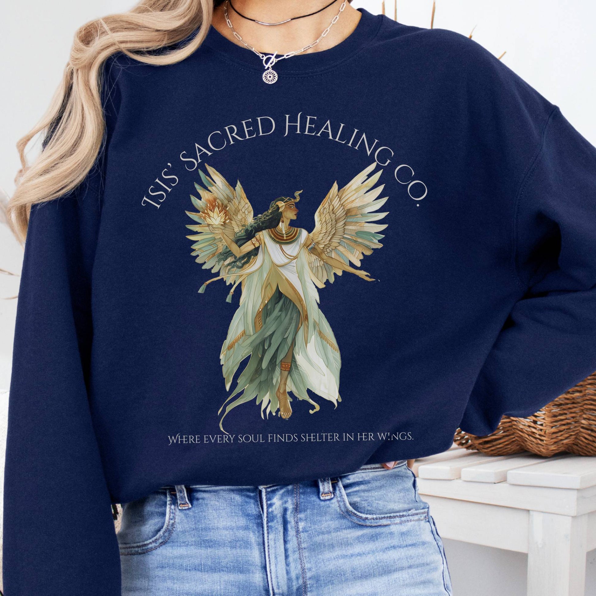 Sweatshirt Navy / S Isis' Sacred Healing Co Egyptian Mythology Sweatshirt The Mystic Eden